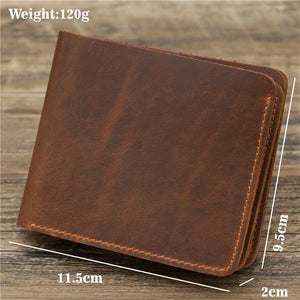 Men Crazy Horse Leather Money Card Bag Leather Wallet