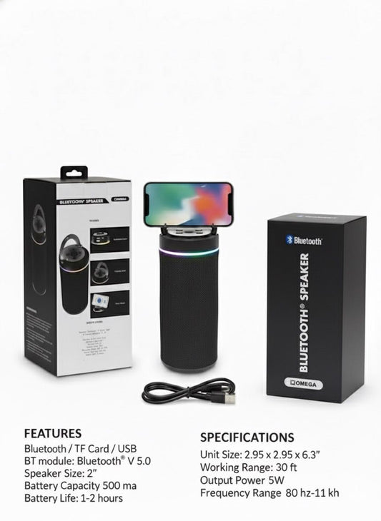 Bluetooth Speaker & FM Radio OP-8011A – Portable Wireless Speaker with Phone Stand & Carry Hook