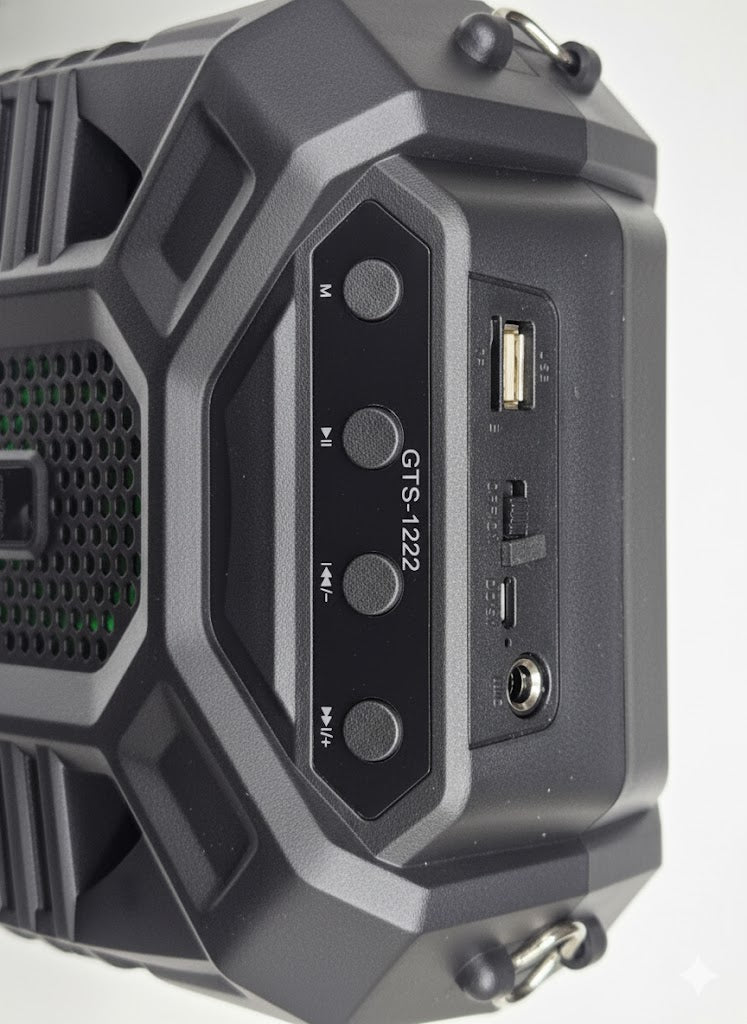 Portable Wireless Speaker & Karaoke System (GTS-1222) – Big Bass, LED Lights, USB/TF/FM Radio, Mic Input