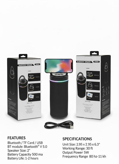 Bluetooth Speaker & FM Radio OP-8011A – Portable Wireless Speaker with Phone Stand & Carry Hook